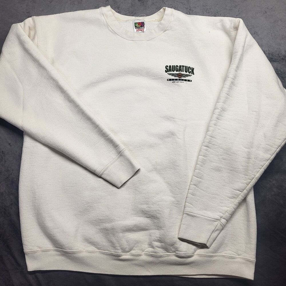 Vintage Fruit of the Loom Heavy XL Crewneck Sweatshirt 90s Vacation Saugatuck MI